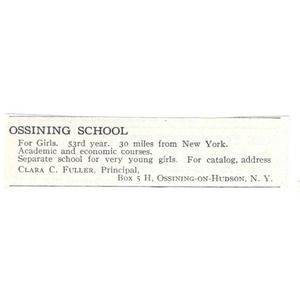 Ossining School for Girls Clara C. Fuller Ossining on Hudson NY c1918 Ad AE5-SV1